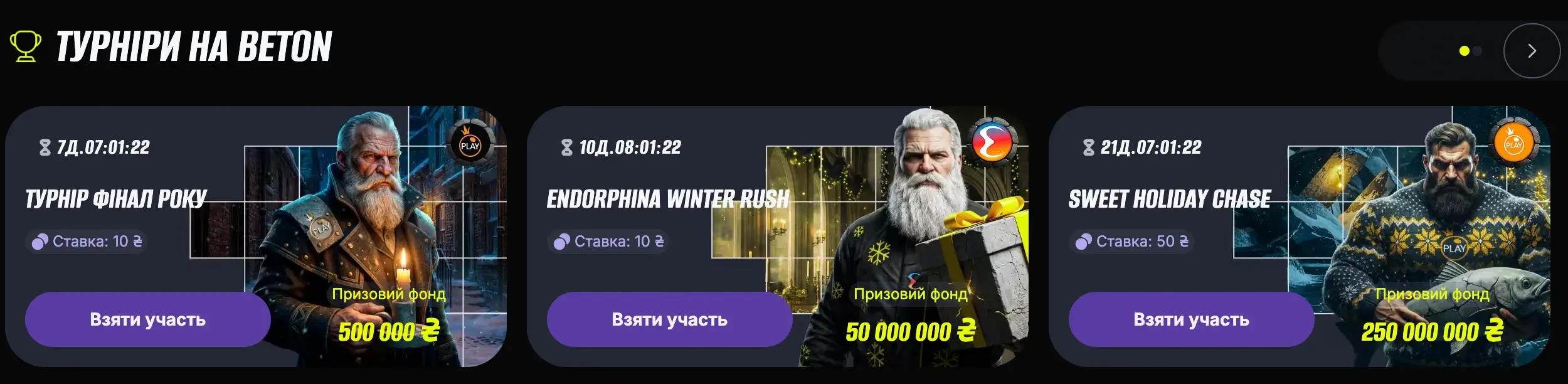 Турніри та розіграші в БЕТОН